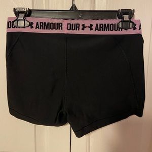 BRAND: Under Armour, COLOR: Black w/ purple waistband SIZE: Women’s Medium